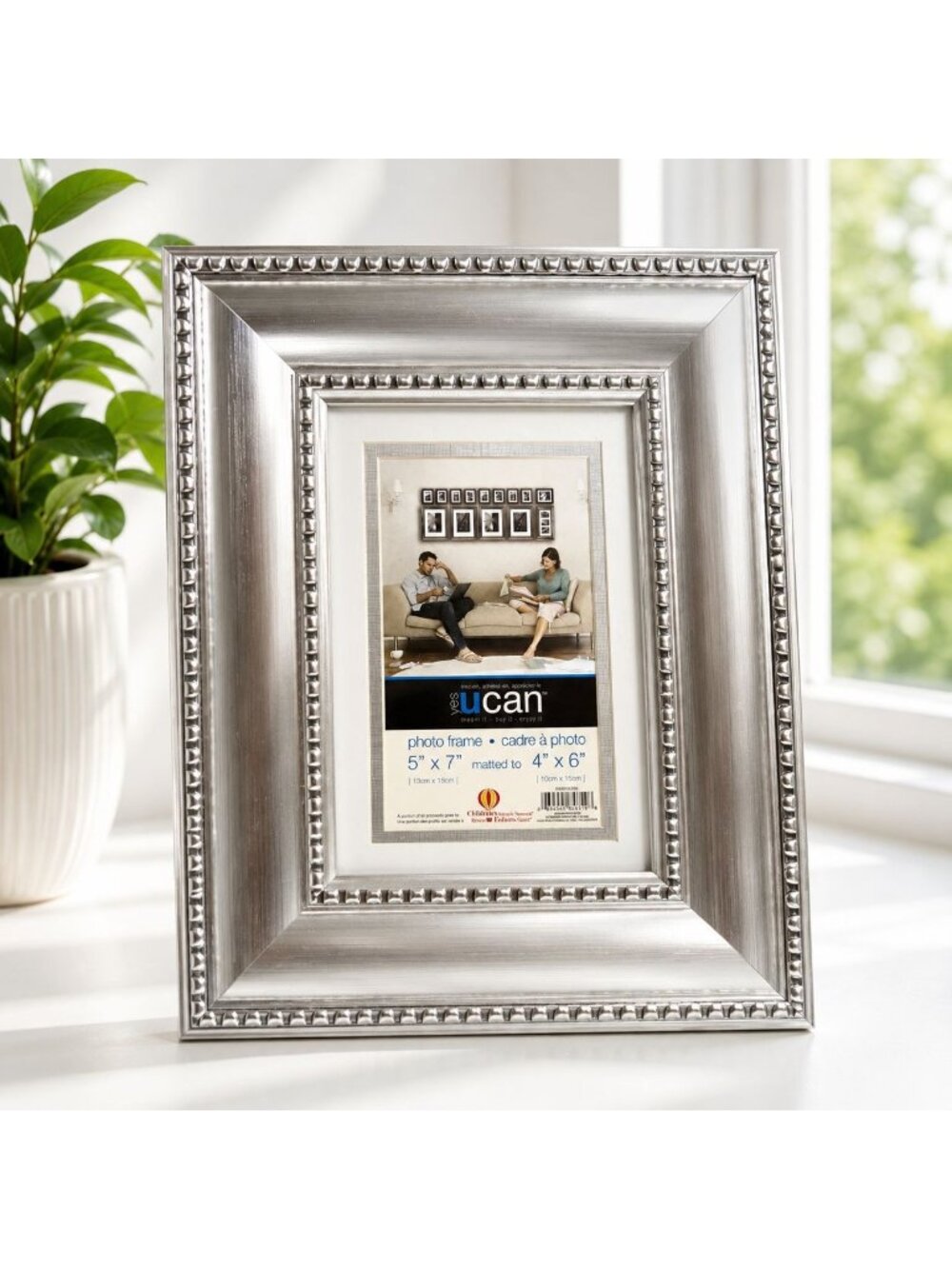 Vintage Silver Beaded Frame Elegant Cottage Home Décor 5x7 Matted 4x6 Picture Fr